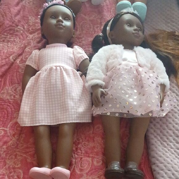 Charming Pink and White Dolls Set - Picture 1 of 8